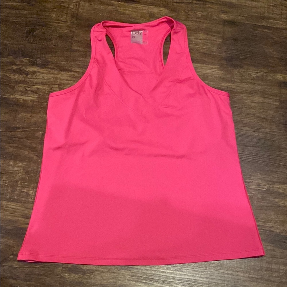 Lucky in Love Pink Fitted Sleeveless Tank Top